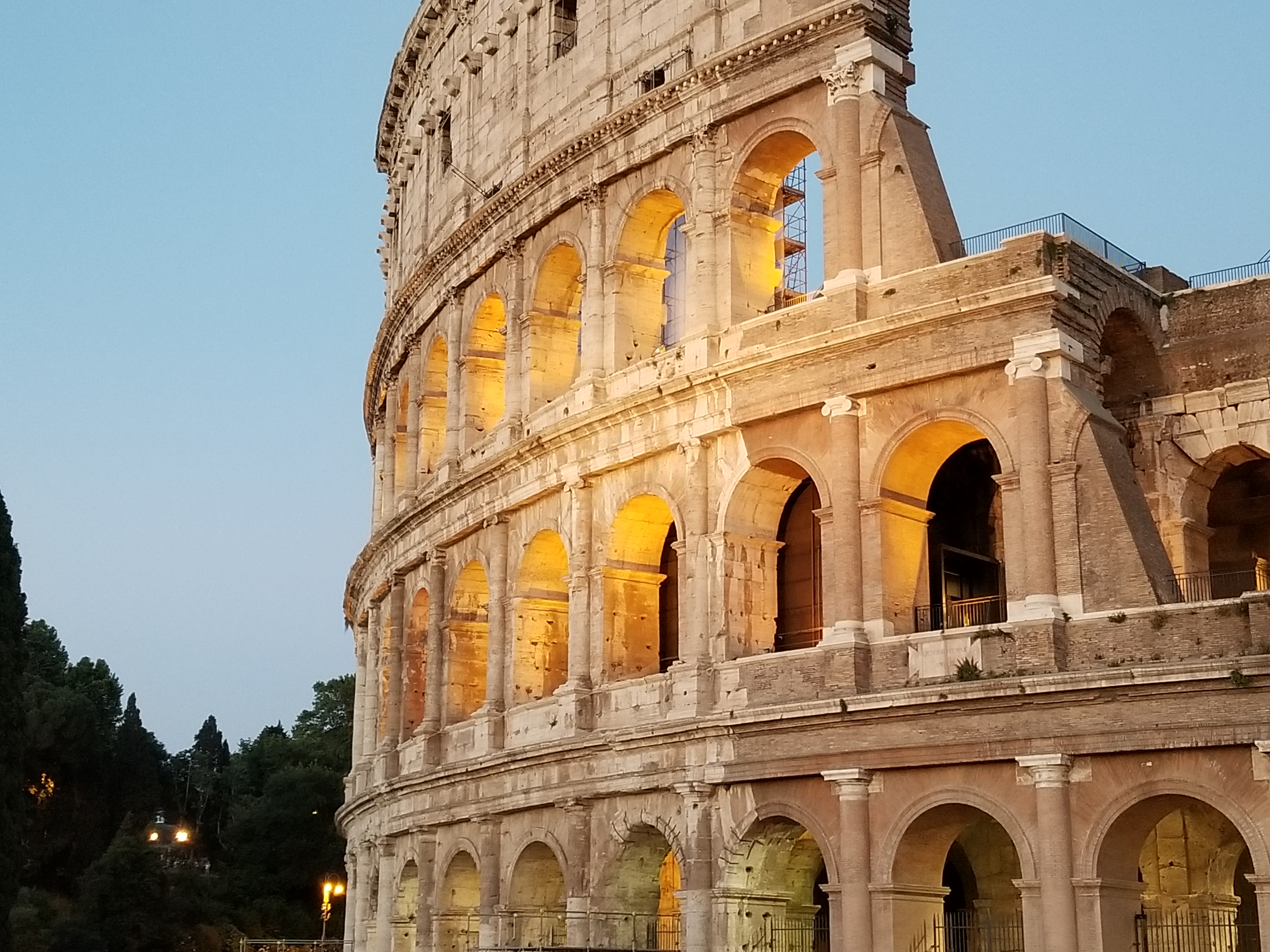 the Colosseum, in Rome at dusk